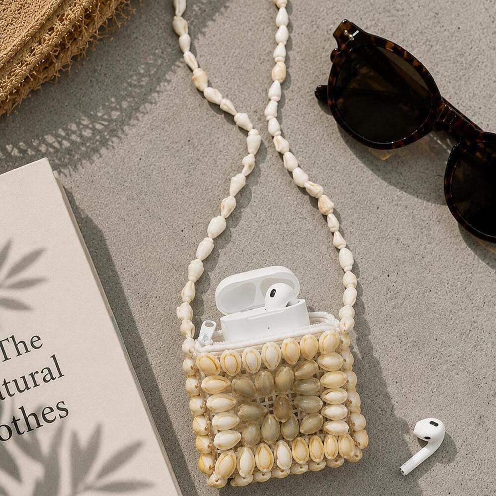 Shell Beaded Micro Bag Mini Crossbody Earbud Pouch Coastal Y2K